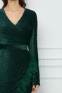 Rochie eleganta verde din catifea reiata cu fulgi