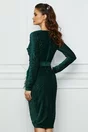 Rochie eleganta verde din catifea reiata cu fulgi