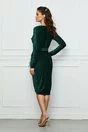 Rochie eleganta verde din catifea reiata cu fulgi