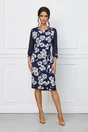Rochie Wilma bleumarin cu imprimeu floral alb