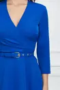 Rochie Xonia albastra cu pliuri si curea in talie