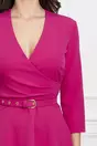 Rochie Xonia fucsia cu pliuri si curea in talie