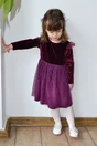Rochita pentru fetite Dy Fashion mov din catifea si tull cu sclipici