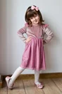 Rochita pentru fetite Dy Fashion roz din catifea si tull cu sclipici
