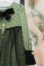 Rochita pentru fetite Dy Fashion verde cu buline si tull negru