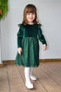 Rochita pentru fetite Dy Fashion verde din catifea si tull cu sclipici