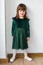 Rochita pentru fetite Dy Fashion verde din catifea si tull cu sclipici