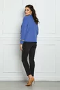 Sacou Dy Fashion bleu cu perle la maneci si buzunare