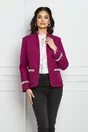 Sacou Dy Fashion fucsia cu perle la maneci si buzunare