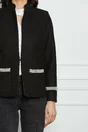 Sacou Dy Fashion negru cu perle la maneci si buzunare