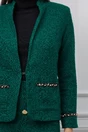 Sacou Dy Fashion verde din tweed cu aplicatii