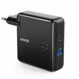 Anker PowerCore Fusion 5000 - Incarcator de retea si baterie externa 2-in-1, 42W, USB, USB-C, Power Delivery, 5000mAh, Negru