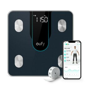 Cantar de baie eufy Smart Scale P2, Bluetooth, High Accuracy, 3D Virtual Body Mod, Negru