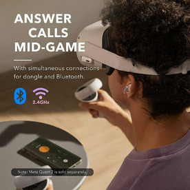 Casti Gaming Wireless Anker Soundcore VR P10, accesoriu autorizat Meta/Oculus Quest 2, conexiune duala, Bluetooth, 2.4GHz Wireless, Dongle USB-C, compatibil PS4, PS5, PC, Switch