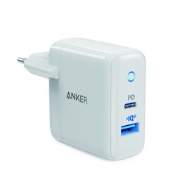 Incarcator de retea Anker PowerPort PD+ 2, USB-C, USB, 30W, Alb-Gri
