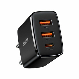 Incarcator retea Baseus Compact, Quick Charger, 30W, 1x USB-C, 2x USB, PD 3.0