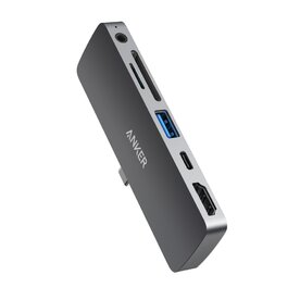 Media Hub Anker PowerExpand Direct pentru iPad Pro, 6-in-1, 60W Power Delivery, USB-C, 4K HDMI, Audio 3.5mm, USB 3.0, microSD