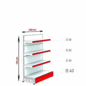 RAFTURI METAL CAPAT GONDOLA  Înălțime-135, Lățime-100 cm, Baza:40