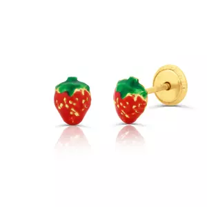 14K златни обеци за деца ягода