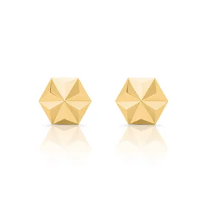 14K шестоъгълник геометрични златни обеци