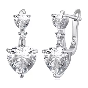 Glamour Crystal Heart Сребърни Обеци