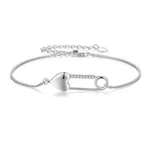 Love Safety Pin сребърна гривна
