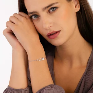 Love Safety Pin сребърна гривна