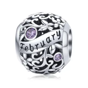 сребърен талисман Birthday Stone February