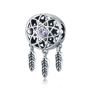 сребърен талисман Dream Catcher purple