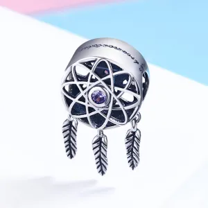 сребърен талисман Dream Catcher purple