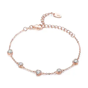 Сребърна гривна Rose Gold Little Hearts