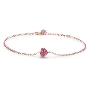Сребърна гривна Rose Gold Pink Heart