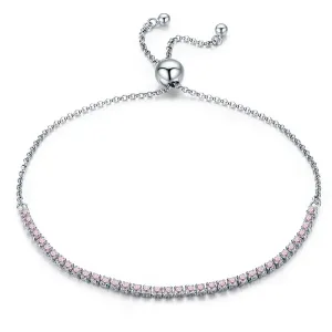 Сребърна гривна Sparkling Tennis pink