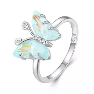 Елегантен тюркоазен пеперуда сребърен пръстен