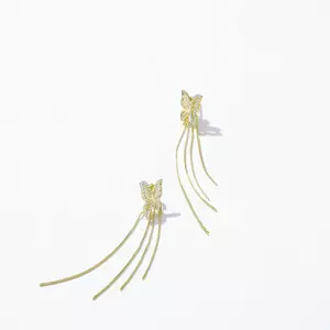 Елегантни златни пеперуди сребърни обеци
