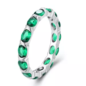 Зелени скъпоценни камъни Сребърен пръстен