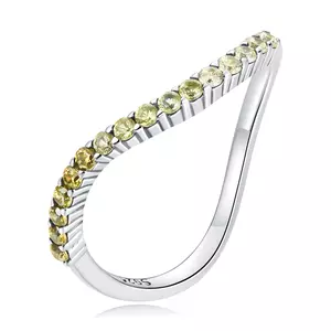 Извити жълти кристали Сребърен пръстен