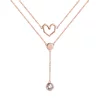 Колие от сребро Rose Gold Double Layer Heart Chain picture - 1