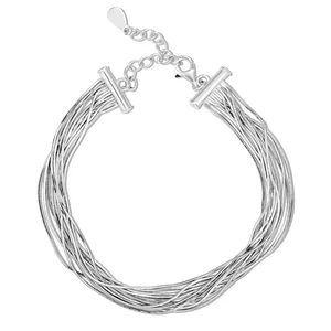 Многослойна сребърна гривна