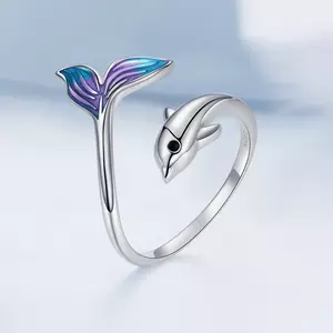 Регулируем лилав делфин сребърен пръстен
