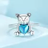 Регулируем сребърен пръстен Blue Heart Bear picture - 2