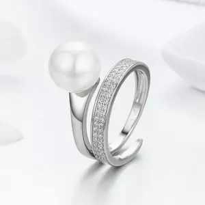 Регулируем сребърен пръстен Elegant White Pearl