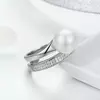 Регулируем сребърен пръстен Elegant White Pearl picture - 3