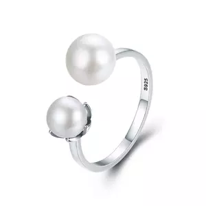 Регулируем сребърен пръстен Pearl Duet