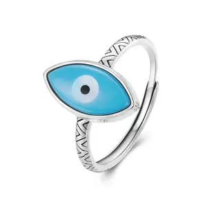 Регулируем сребърен пръстен Реколта окото на Ра