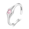 Регулируем сребърен пръстен Розово вдлъбнато сърце picture - 1