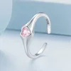 Регулируем сребърен пръстен Розово вдлъбнато сърце picture - 3
