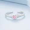 Регулируем сребърен пръстен Розово вдлъбнато сърце picture - 2