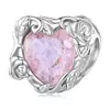 Розови венчелистчета Сърце сребърен талисман picture - 1