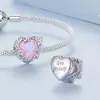 Розови венчелистчета Сърце сребърен талисман picture - 2